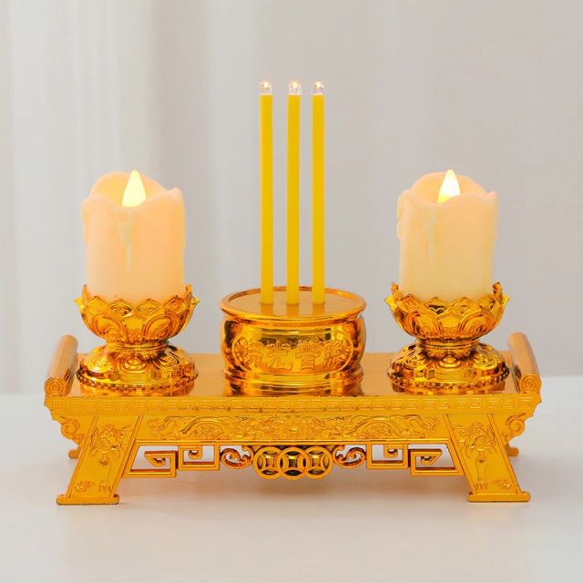 ชุดธูปเทียน LED สีขาว ธูป 3 ดอก+เทียน 2 ดอก